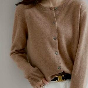 New camel cashmere blend sweater cardigan medium